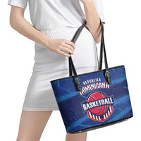 Dominican Republic Basketball Leather Tote Bag Enjoy The Game