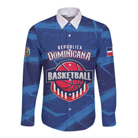 Custom Dominican Republic Basketball Long Sleeve Button Shirt Enjoy The Game