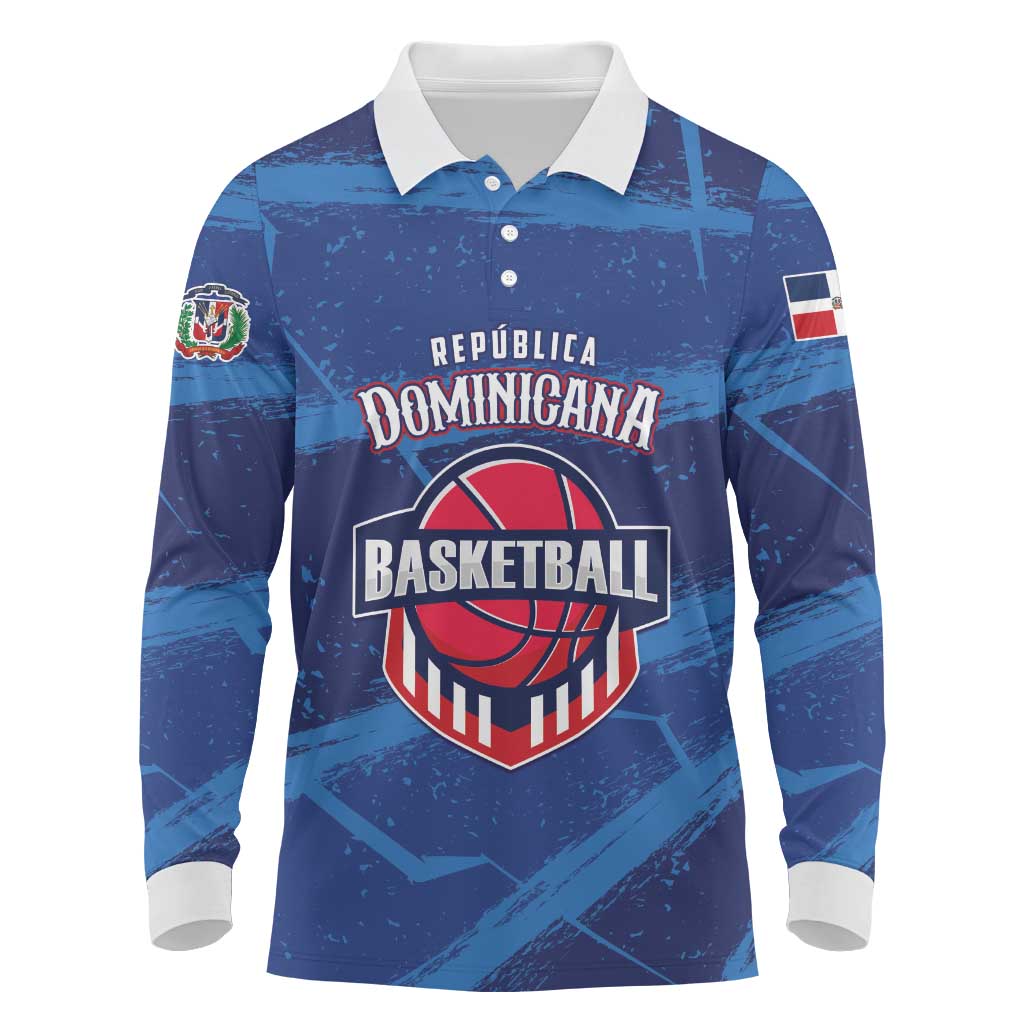 Custom Dominican Republic Basketball Long Sleeve Polo Shirt Enjoy The Game