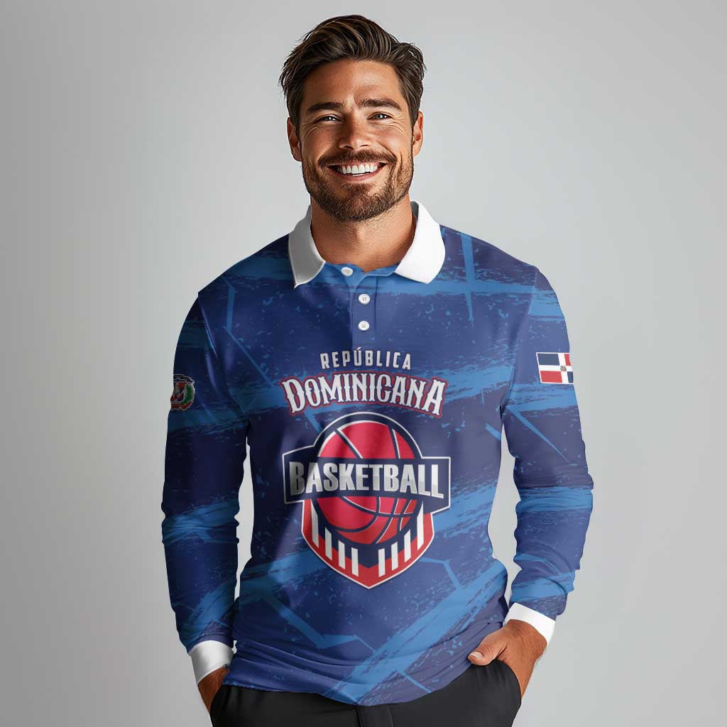 Custom Dominican Republic Basketball Long Sleeve Polo Shirt Enjoy The Game