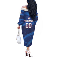 Custom Dominican Republic Basketball Off The Shoulder Long Sleeve Dress Enjoy The Game