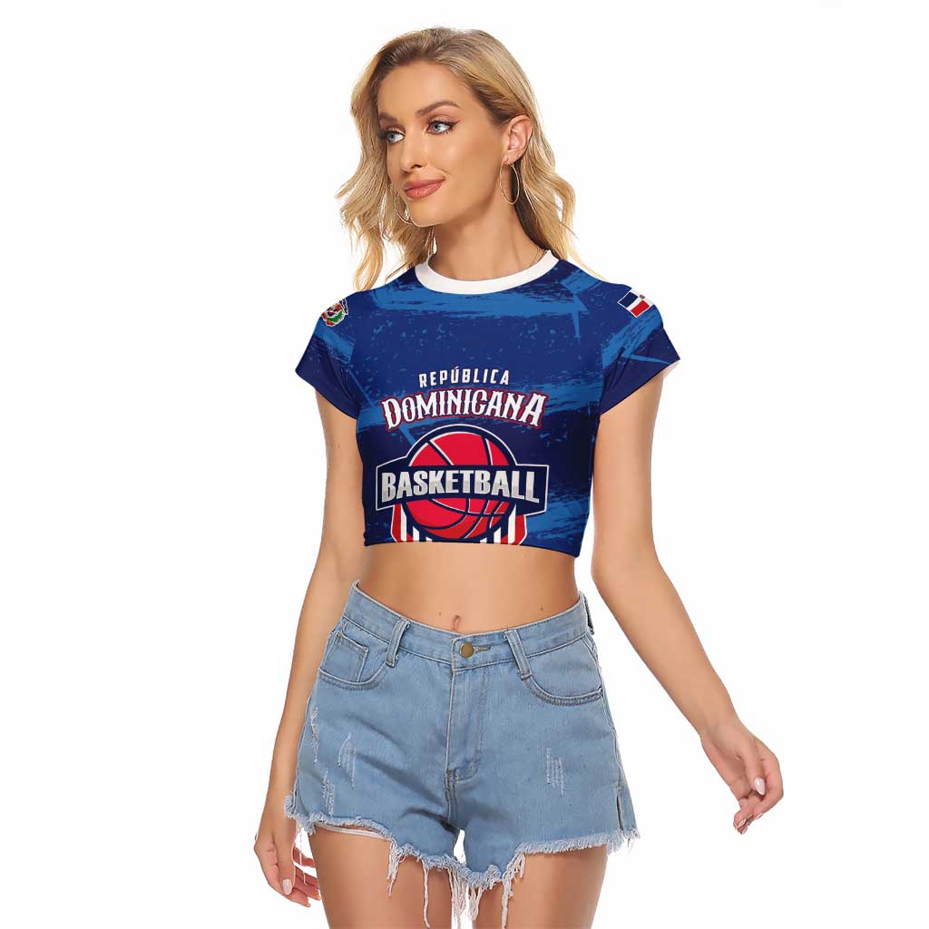 Custom Dominican Republic Basketball Raglan Cropped T Shirt Enjoy The Game