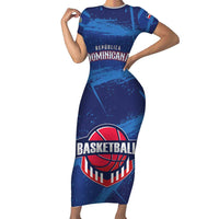 Custom Dominican Republic Basketball Short Sleeve Bodycon Dress Enjoy The Game