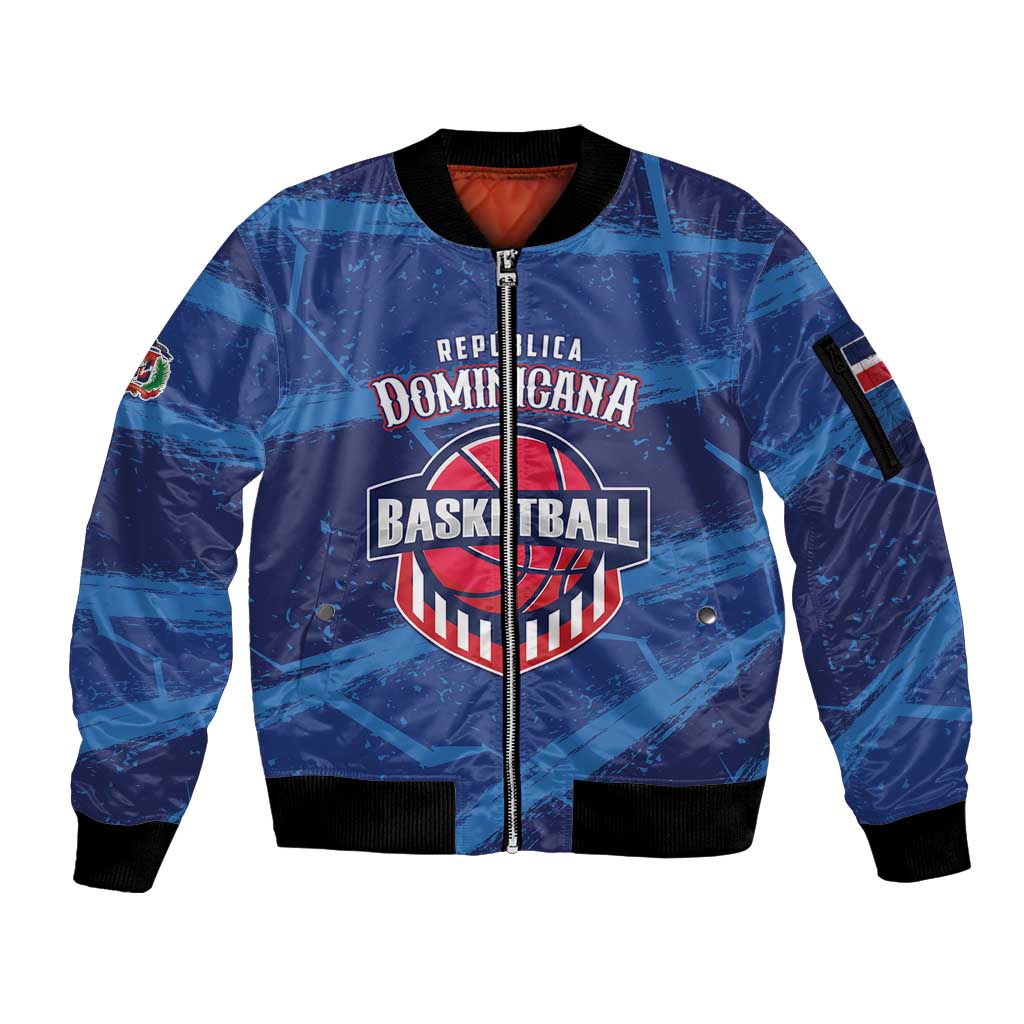 Custom Dominican Republic Basketball Sleeve Zip Bomber Jacket Enjoy The Game
