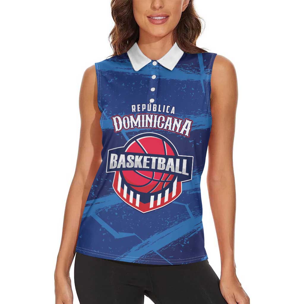 Custom Dominican Republic Basketball Women Sleeveless Polo Shirt Enjoy The Game