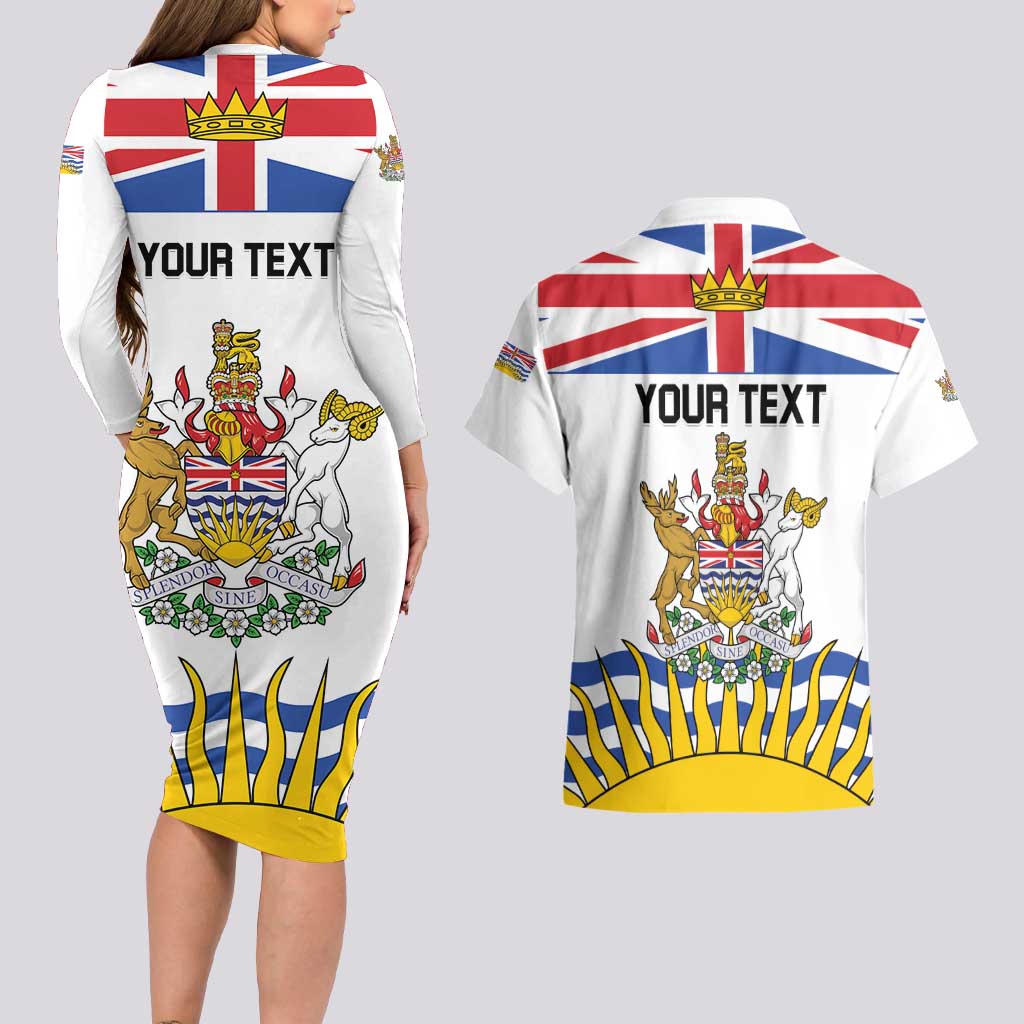 Personalized Canada British Columbia Province Couples Matching Long Sleeve Bodycon Dress and Hawaiian Shirt Splendor sine occasu