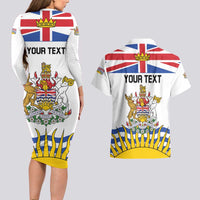 Personalized Canada British Columbia Province Couples Matching Long Sleeve Bodycon Dress and Hawaiian Shirt Splendor sine occasu