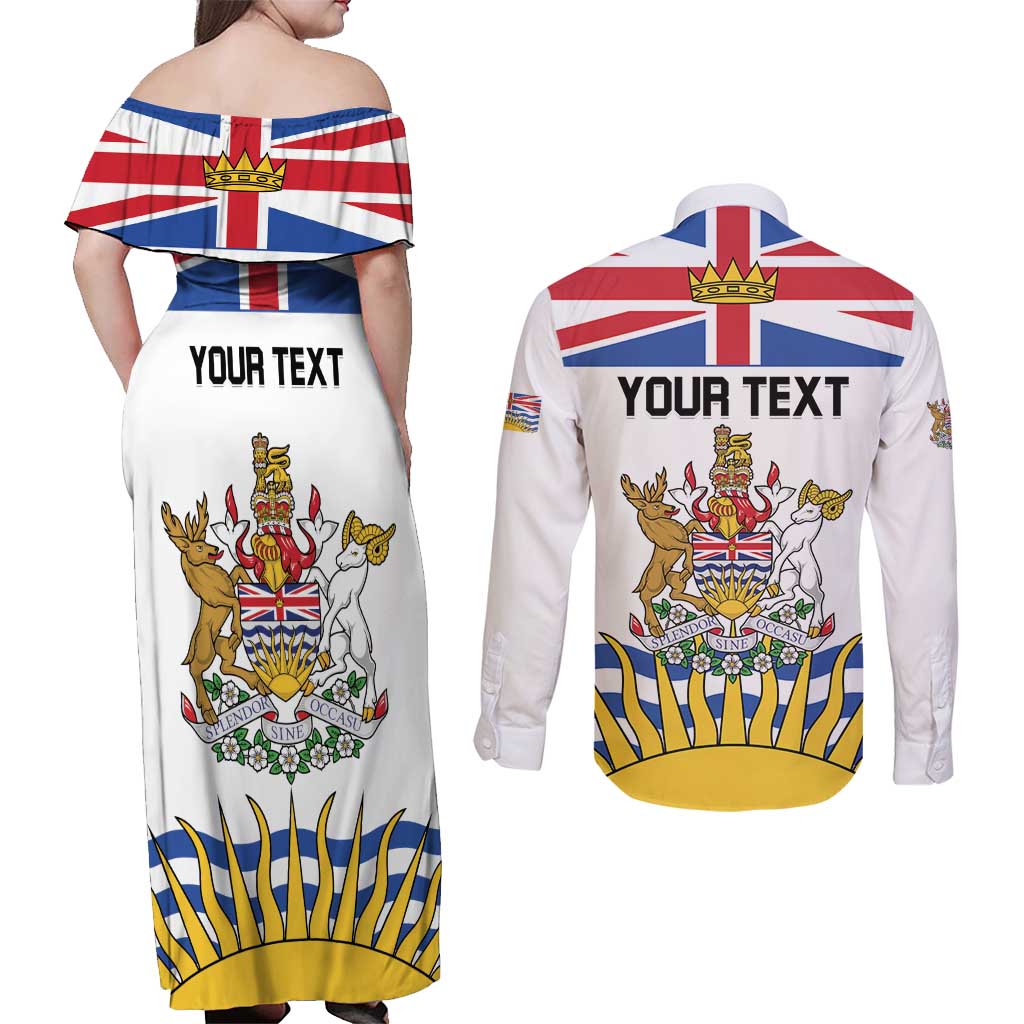 Personalized Canada British Columbia Province Couples Matching Off Shoulder Maxi Dress and Long Sleeve Button Shirt Splendor sine occasu
