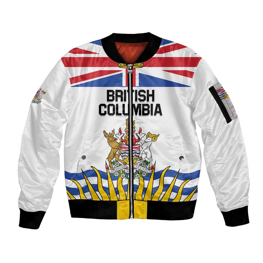 Personalized Canada British Columbia Province Sleeve Zip Bomber Jacket Splendor sine occasu