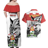 Personalized Canada Prince Edward Island Province Couples Matching Off Shoulder Maxi Dress and Hawaiian Shirt Silver Fox Parva sub ingenti