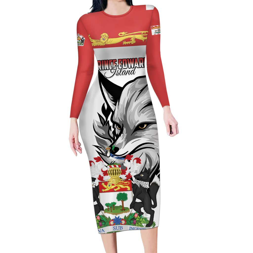 Personalized Canada Prince Edward Island Province Family Matching Long Sleeve Bodycon Dress and Hawaiian Shirt Silver Fox Parva sub ingenti