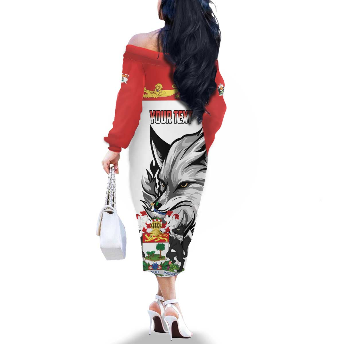 Personalized Canada Prince Edward Island Province Family Matching Off The Shoulder Long Sleeve Dress and Hawaiian Shirt Silver Fox Parva sub ingenti