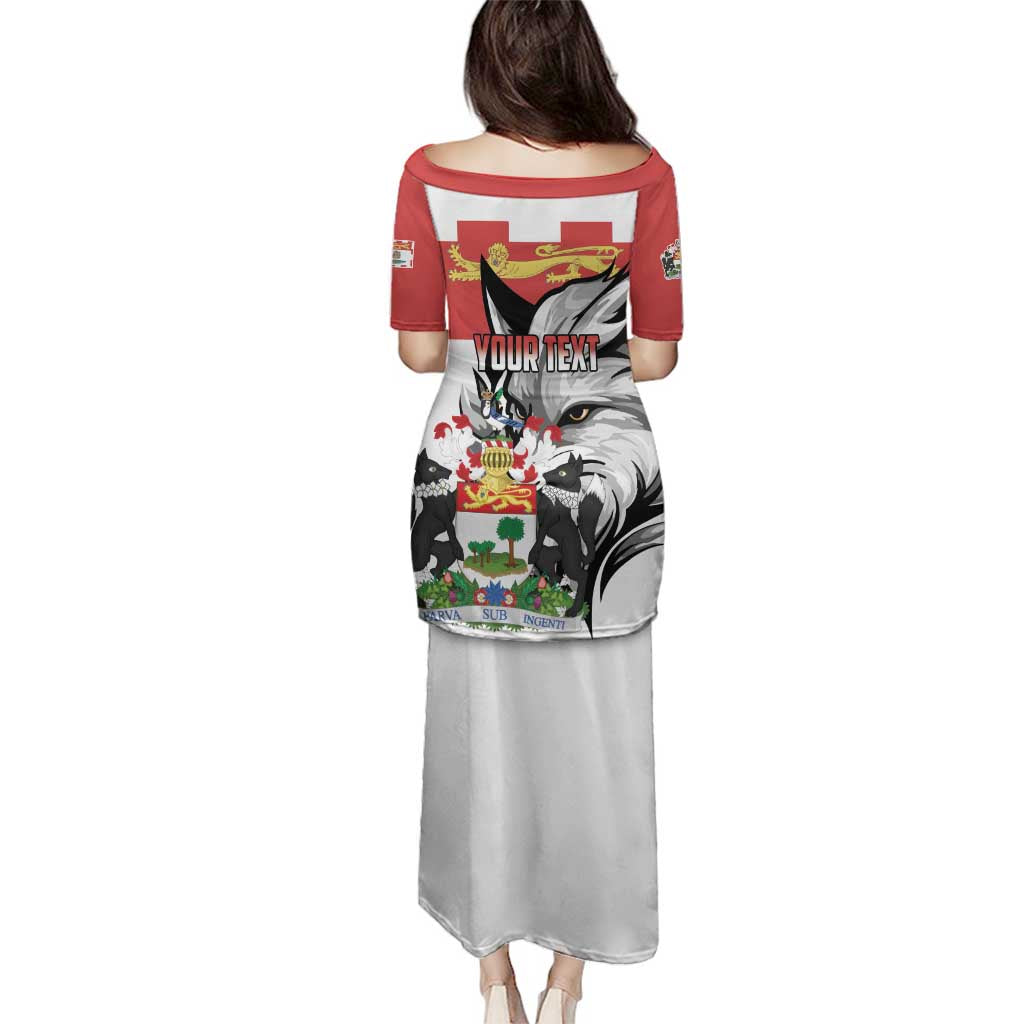 Personalized Canada Prince Edward Island Province Family Matching Puletasi and Hawaiian Shirt Silver Fox Parva sub ingenti