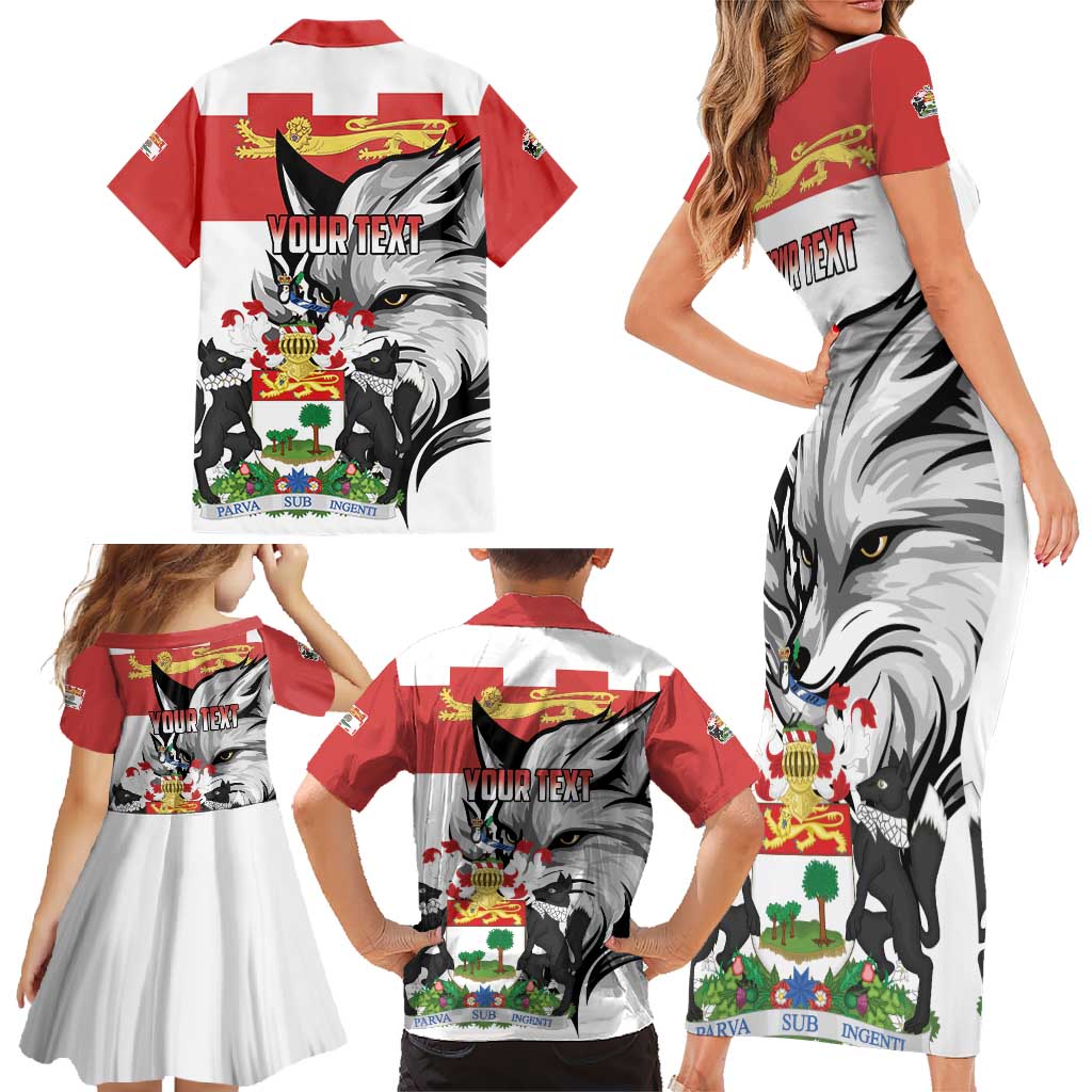 Personalized Canada Prince Edward Island Province Family Matching Short Sleeve Bodycon Dress and Hawaiian Shirt Silver Fox Parva sub ingenti