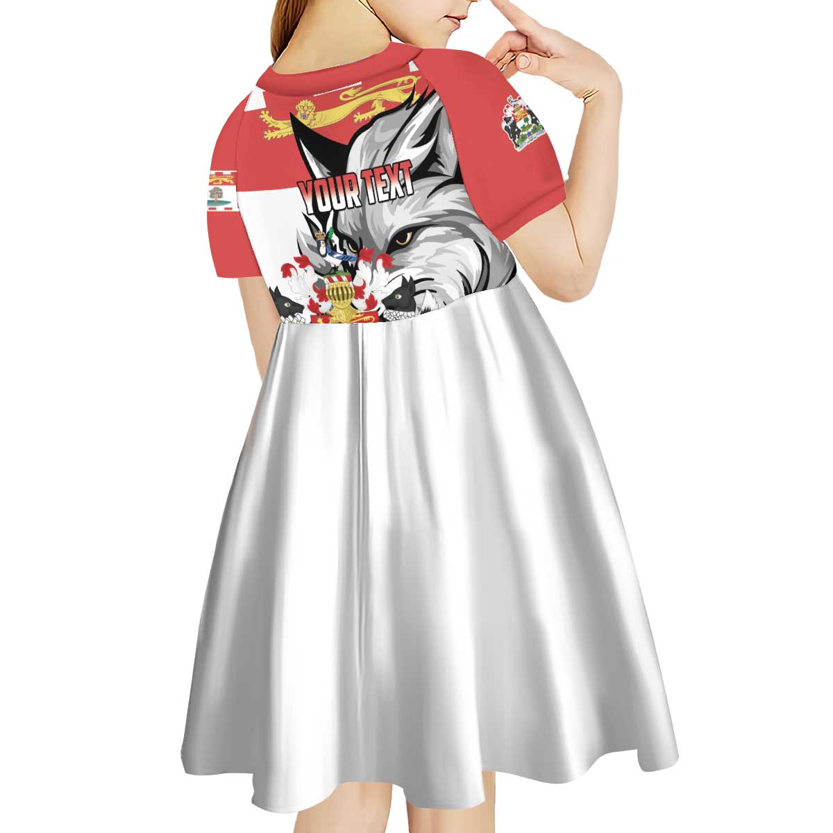 Personalized Canada Prince Edward Island Province Kid Short Sleeve Dress Silver Fox Parva sub ingenti
