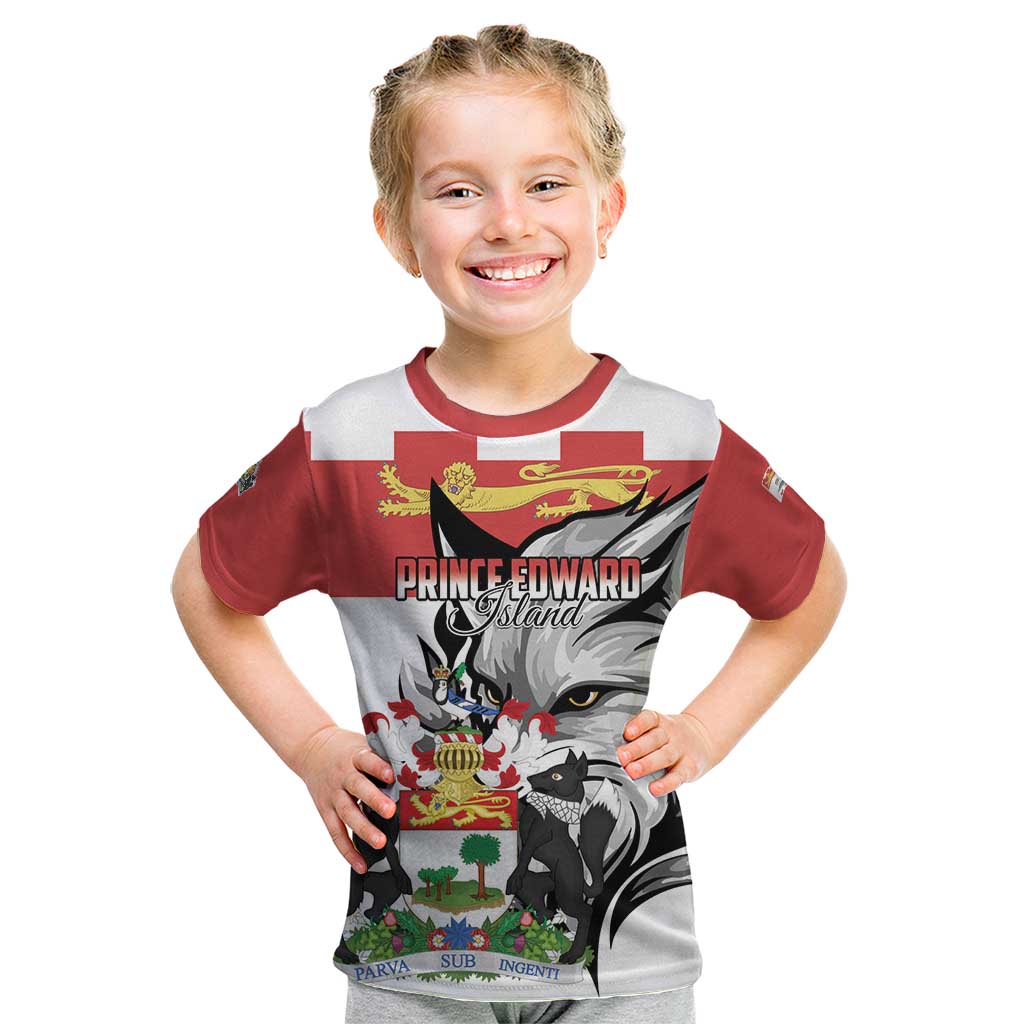 Personalized Canada Prince Edward Island Province Kid T Shirt Silver Fox Parva sub ingenti
