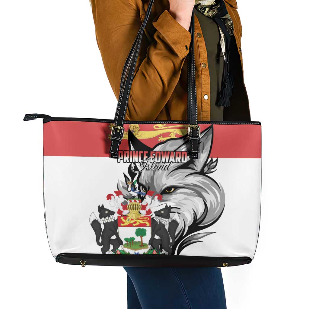 Canada Prince Edward Island Province Leather Tote Bag Silver Fox Parva sub ingenti