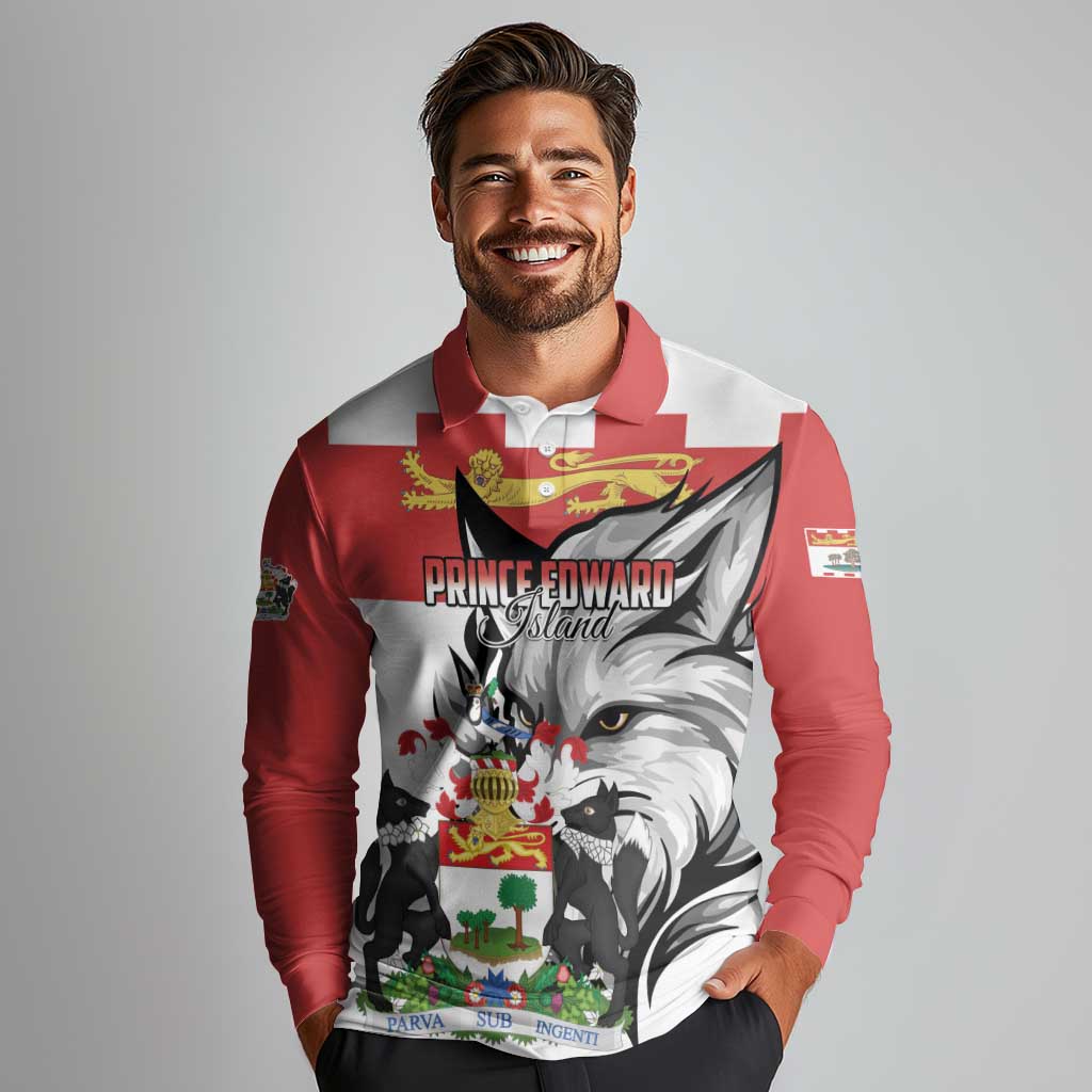 Personalized Canada Prince Edward Island Province Long Sleeve Polo Shirt Silver Fox Parva sub ingenti