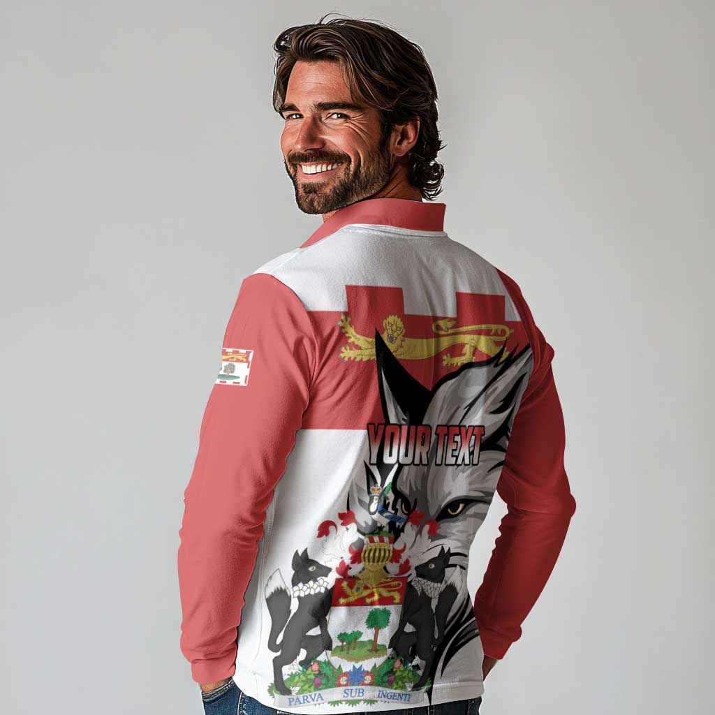 Personalized Canada Prince Edward Island Province Long Sleeve Polo Shirt Silver Fox Parva sub ingenti