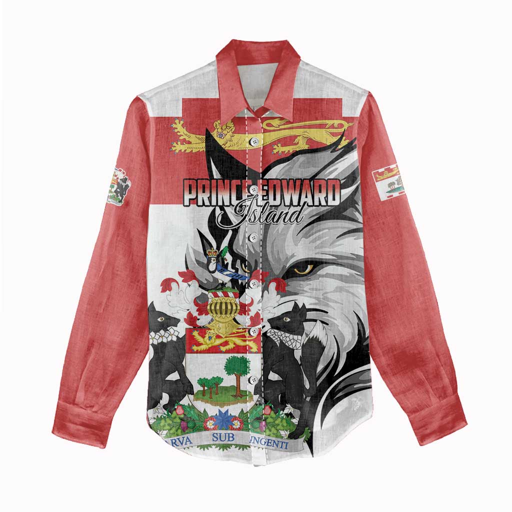 Personalized Canada Prince Edward Island Province Women Casual Shirt Silver Fox Parva sub ingenti