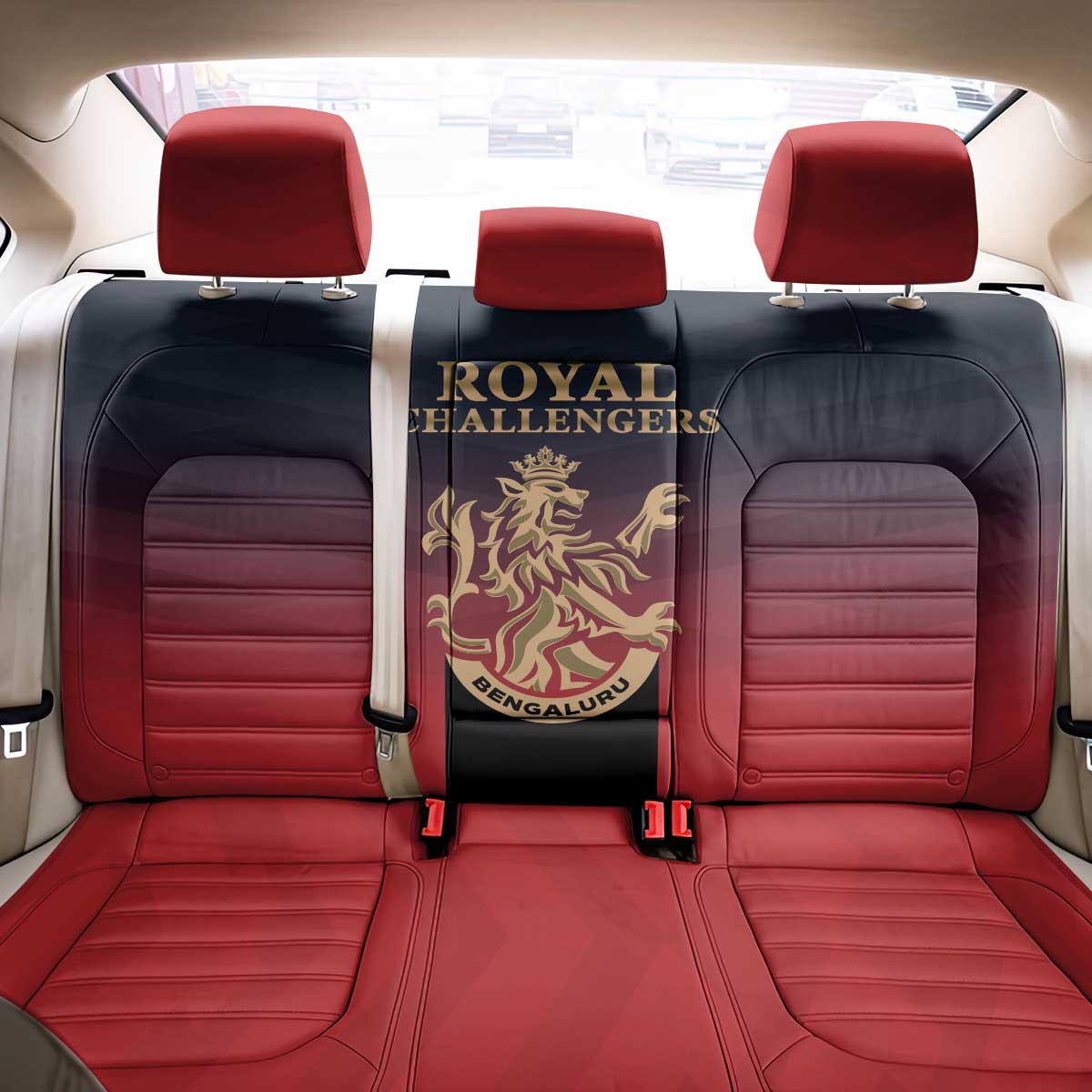 Bengaluru 2025 Cricket Royal Challengers Back Car Seat Cover Lions Play Bold