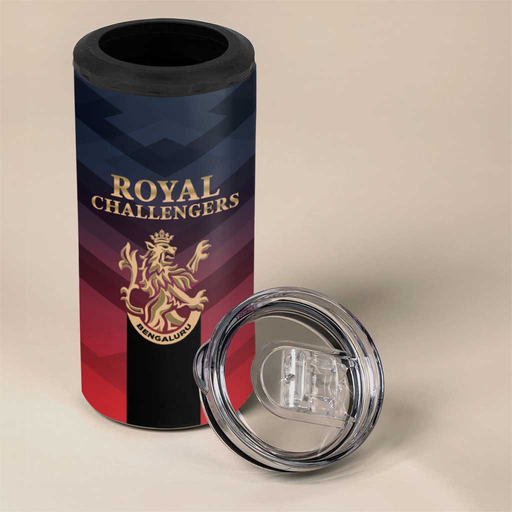 Custom Bengaluru 2025 Cricket Royal Challengers 4 in 1 Can Cooler Tumbler Lions Play Bold
