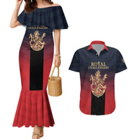 Custom Bengaluru 2025 Cricket Royal Challengers Couples Matching Mermaid Dress and Hawaiian Shirt Lions Play Bold