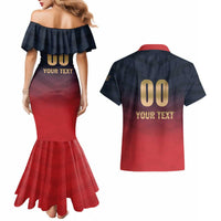 Custom Bengaluru 2025 Cricket Royal Challengers Couples Matching Mermaid Dress and Hawaiian Shirt Lions Play Bold