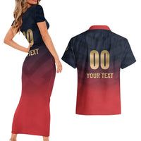 Custom Bengaluru 2025 Cricket Royal Challengers Couples Matching Short Sleeve Bodycon Dress and Hawaiian Shirt Lions Play Bold