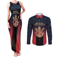 Custom Bengaluru 2025 Cricket Royal Challengers Couples Matching Tank Maxi Dress and Long Sleeve Button Shirt Lions Play Bold