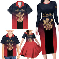 Custom Bengaluru 2025 Cricket Royal Challengers Family Matching Long Sleeve Bodycon Dress and Hawaiian Shirt Lions Play Bold