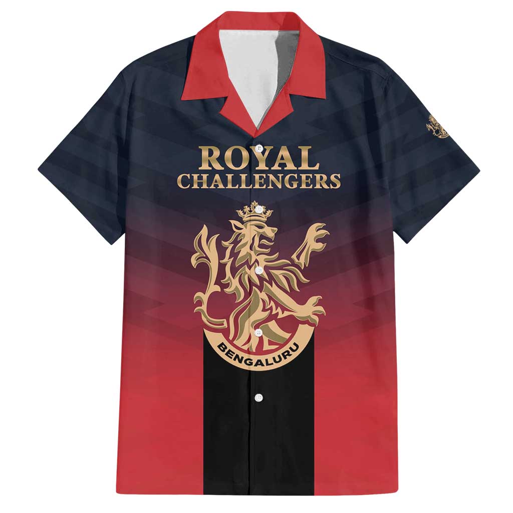 Custom Bengaluru 2025 Cricket Royal Challengers Family Matching Off Shoulder Maxi Dress and Hawaiian Shirt Lions Play Bold