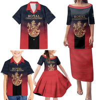 Custom Bengaluru 2025 Cricket Royal Challengers Family Matching Puletasi and Hawaiian Shirt Lions Play Bold