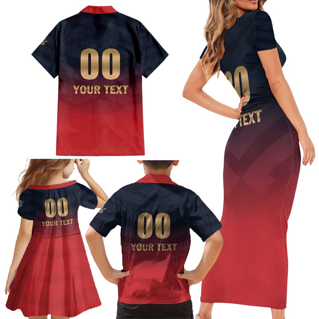 Custom Bengaluru 2025 Cricket Royal Challengers Family Matching Short Sleeve Bodycon Dress and Hawaiian Shirt Lions Play Bold