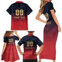 Custom Bengaluru 2025 Cricket Royal Challengers Family Matching Short Sleeve Bodycon Dress and Hawaiian Shirt Lions Play Bold