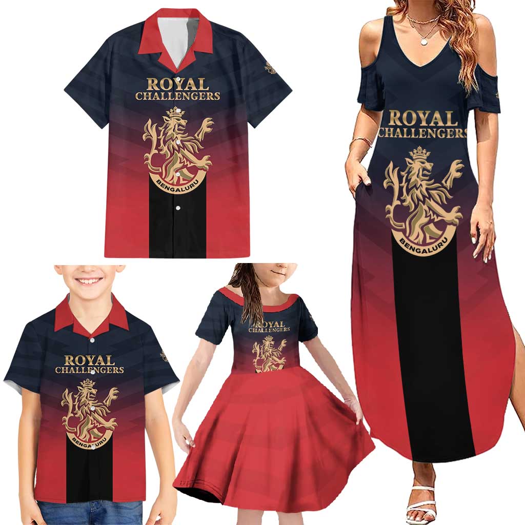 Custom Bengaluru 2025 Cricket Royal Challengers Family Matching Summer Maxi Dress and Hawaiian Shirt Lions Play Bold