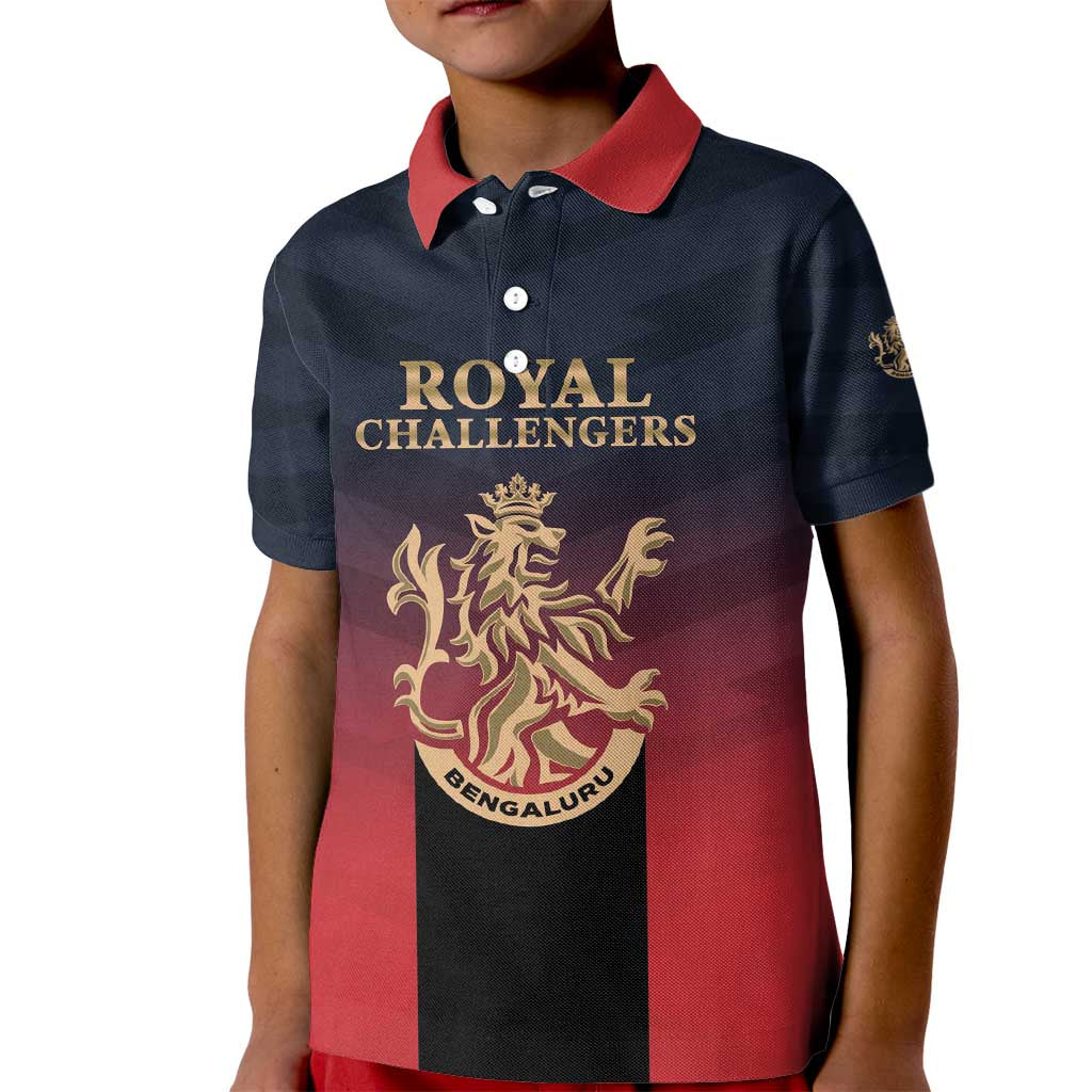 Custom Bengaluru 2025 Cricket Royal Challengers Kid Polo Shirt Lions Play Bold