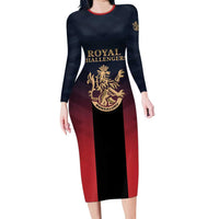 Custom Bengaluru 2025 Cricket Royal Challengers Long Sleeve Bodycon Dress Lions Play Bold