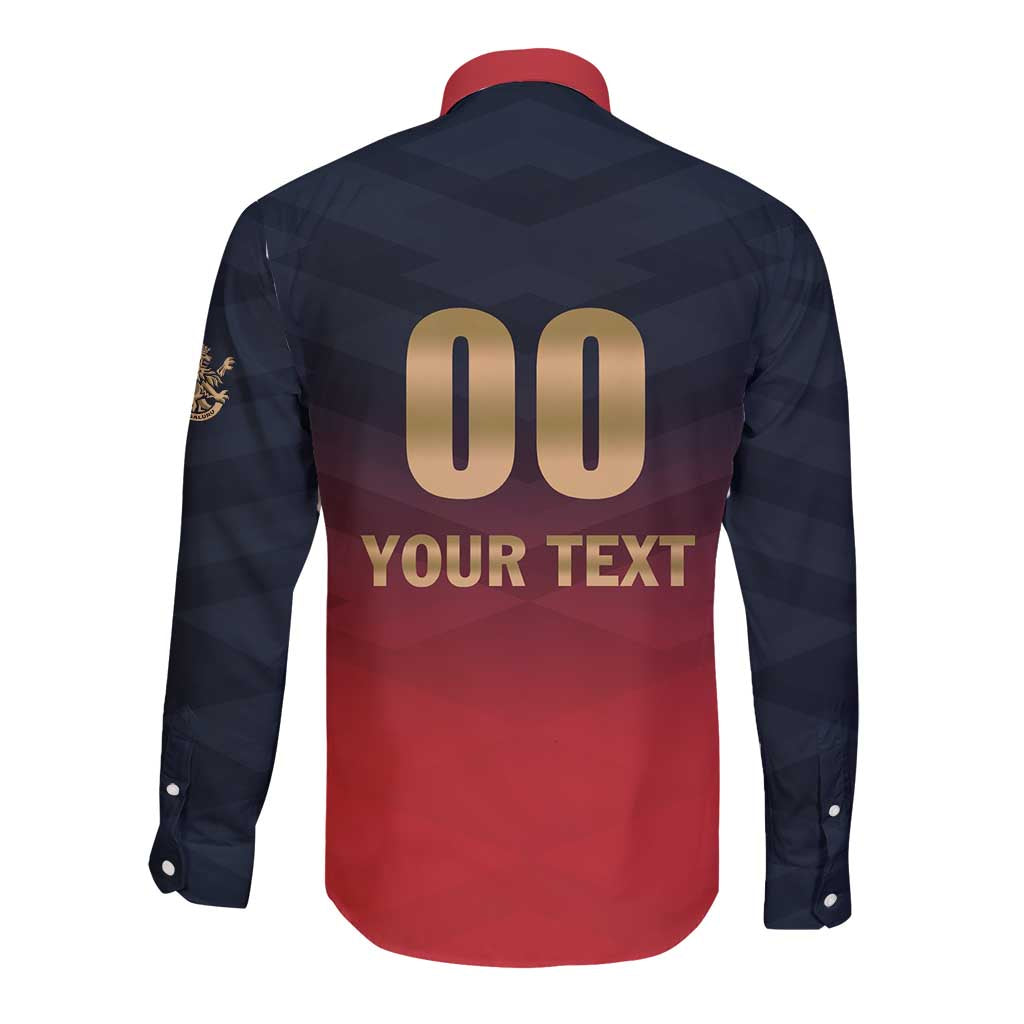 Custom Bengaluru 2025 Cricket Royal Challengers Long Sleeve Button Shirt Lions Play Bold