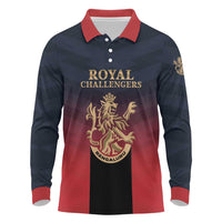 Custom Bengaluru 2025 Cricket Royal Challengers Long Sleeve Polo Shirt Lions Play Bold