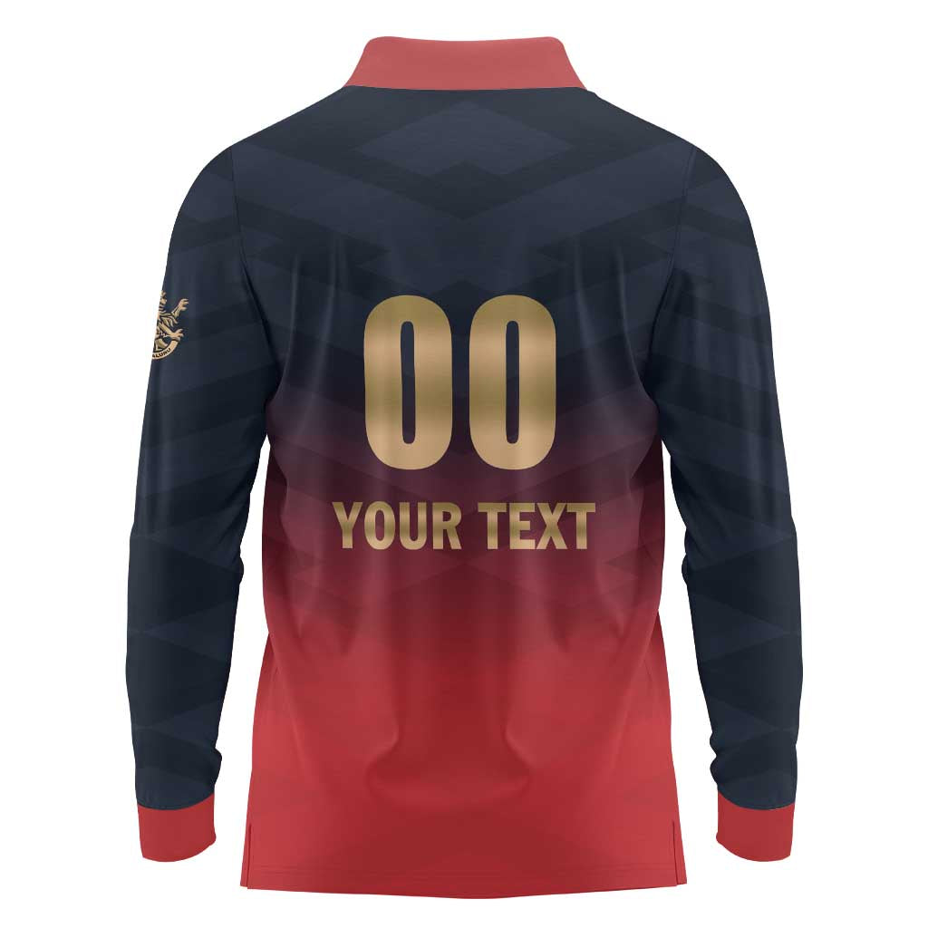 Custom Bengaluru 2025 Cricket Royal Challengers Long Sleeve Polo Shirt Lions Play Bold