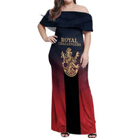 Custom Bengaluru 2025 Cricket Royal Challengers Off Shoulder Maxi Dress Lions Play Bold