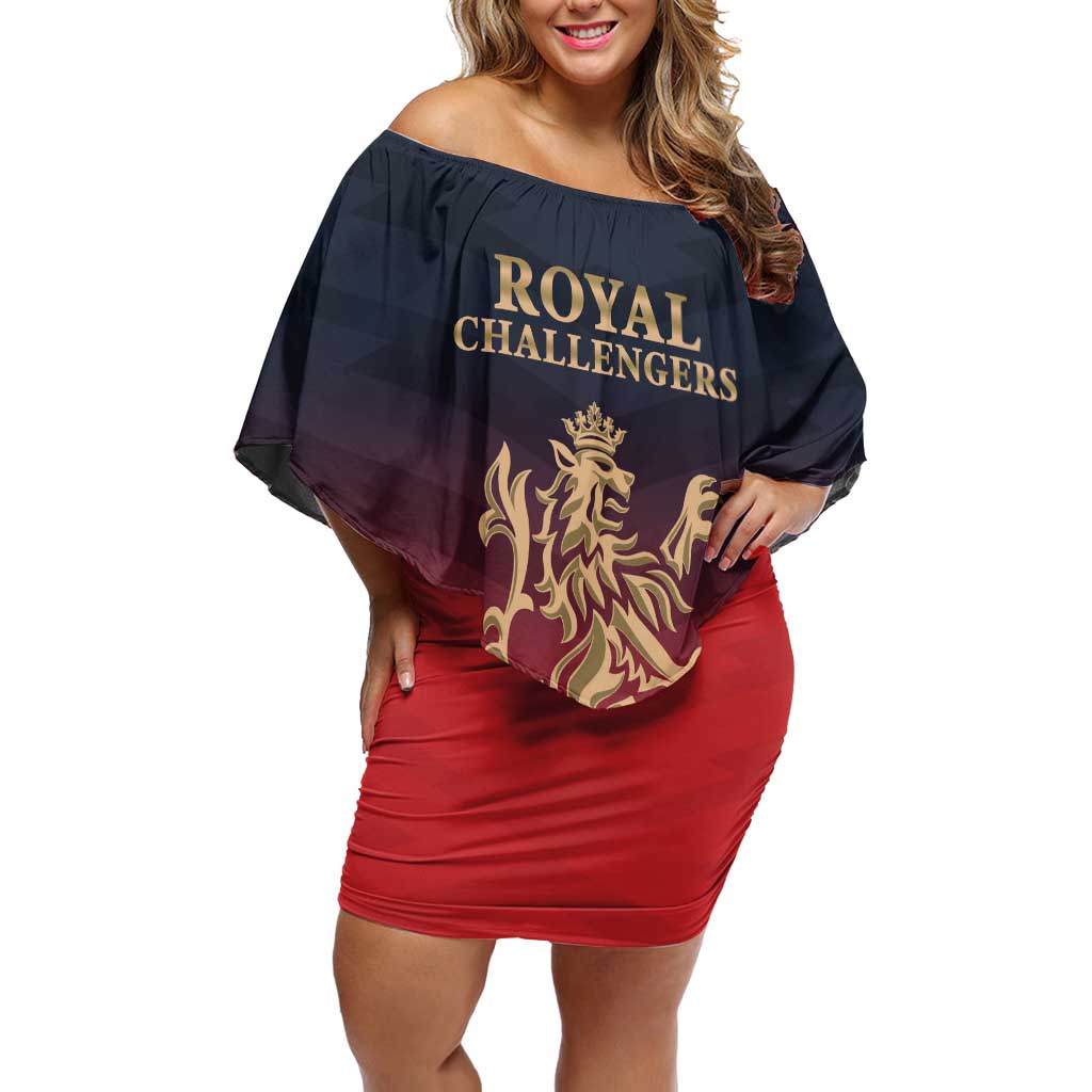 Custom Bengaluru 2025 Cricket Royal Challengers Off Shoulder Short Dress Lions Play Bold