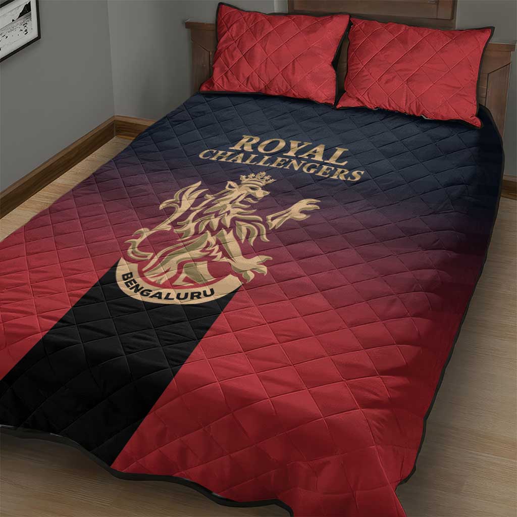 Bengaluru 2025 Cricket Royal Challengers Quilt Bed Set Lions Play Bold