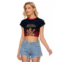 Custom Bengaluru 2025 Cricket Royal Challengers Raglan Cropped T Shirt Lions Play Bold