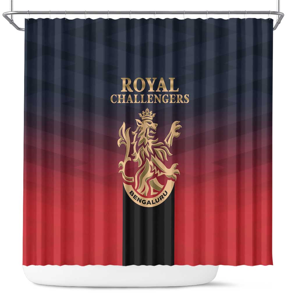 Bengaluru 2025 Cricket Royal Challengers Shower Curtain Lions Play Bold