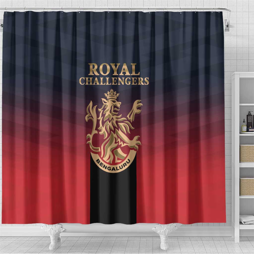 Bengaluru 2025 Cricket Royal Challengers Shower Curtain Lions Play Bold