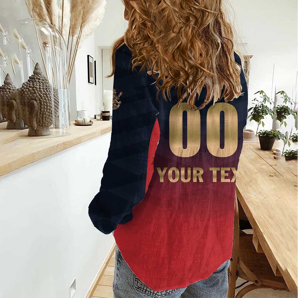 Custom Bengaluru 2025 Cricket Royal Challengers Women Casual Shirt Lions Play Bold