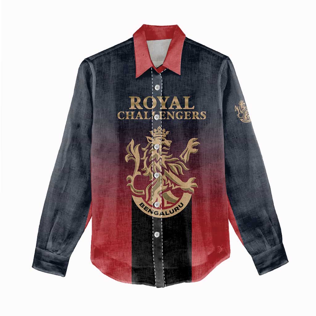 Custom Bengaluru 2025 Cricket Royal Challengers Women Casual Shirt Lions Play Bold