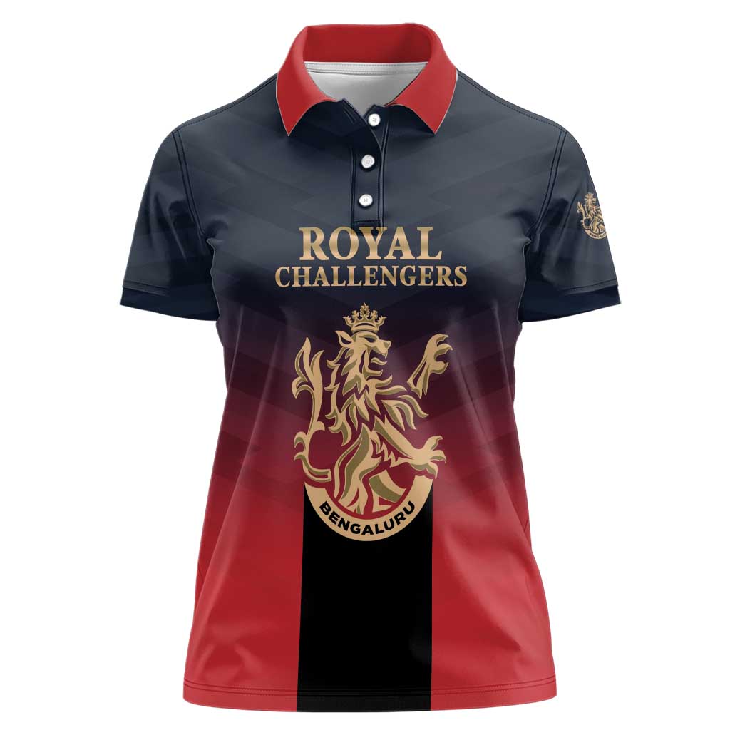 Custom Bengaluru 2025 Cricket Royal Challengers Women Polo Shirt Lions Play Bold